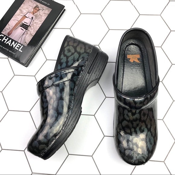 cheetah print nursing clogs